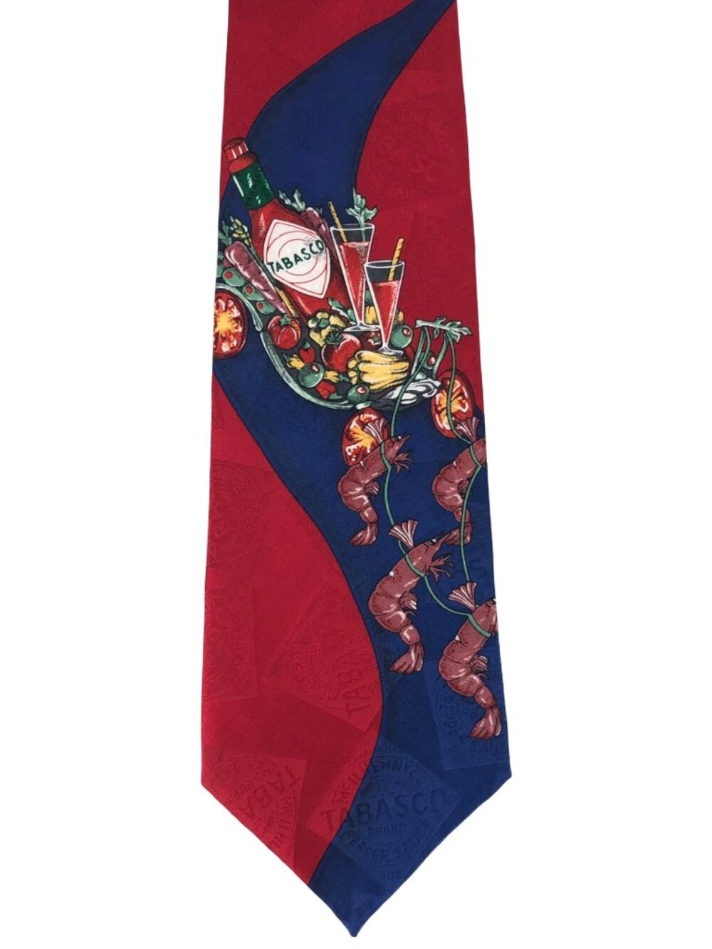 Tabasco Bloody Mary Theme Shrimp Olives Multicolor 100% Silk Mens Tie Necktie